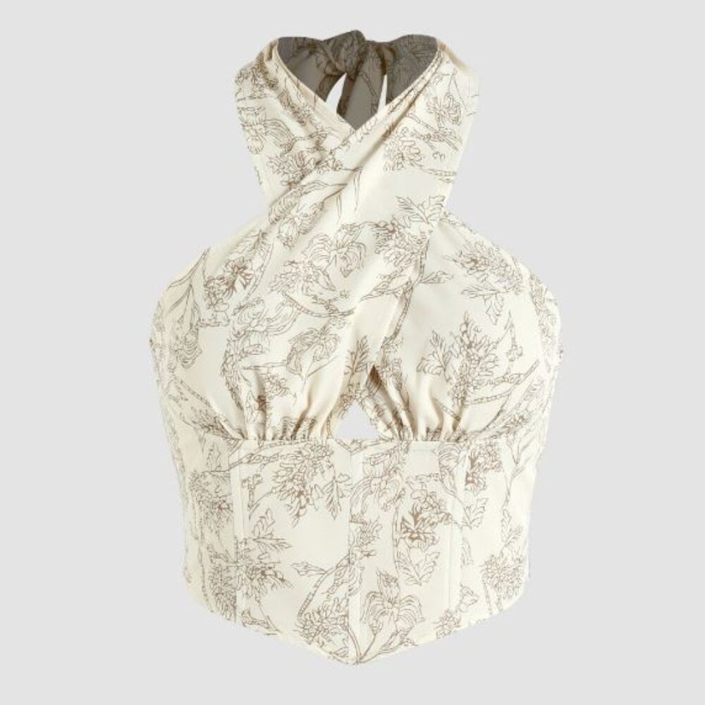 Shop Cider Floral Cross Halter Top Size Medium